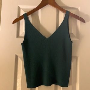 Emerald Green Ribbed Tank (Crop)